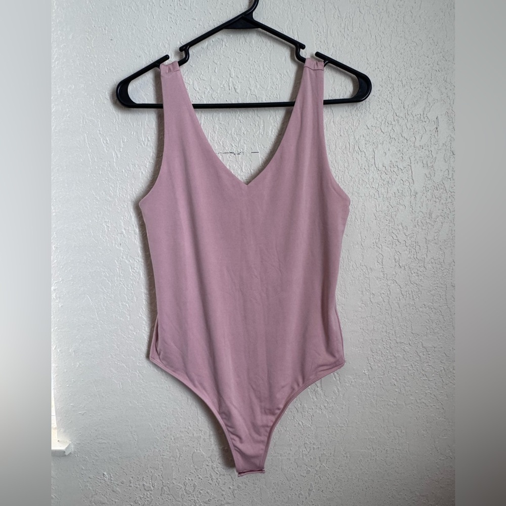 Maurices Pale Pink Bodysuit Tank Style V Neck